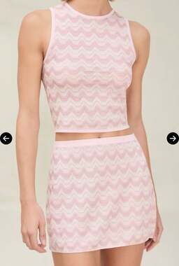 Devon Windsor Lata Knitted Tank Top and Matching Mini Skirt Set in Pink Wave Str